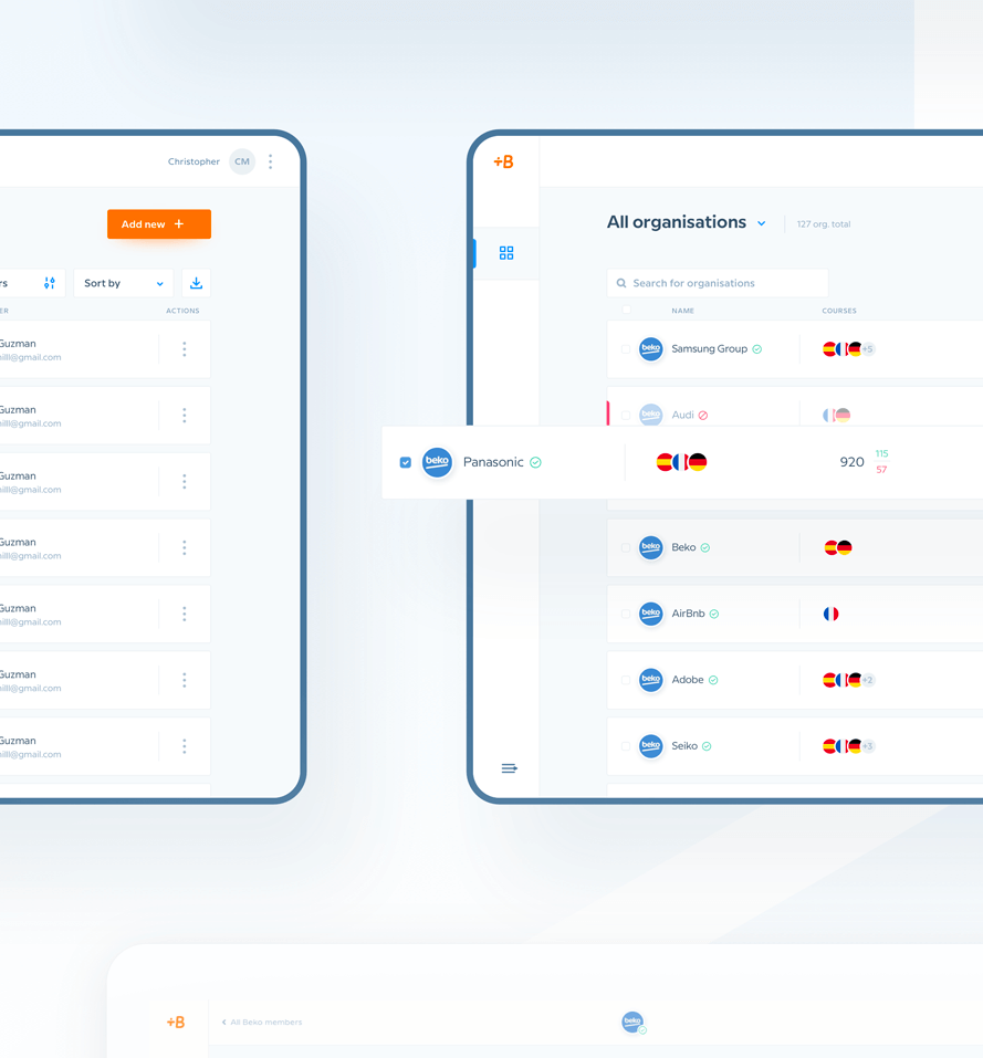 this language app dashboards